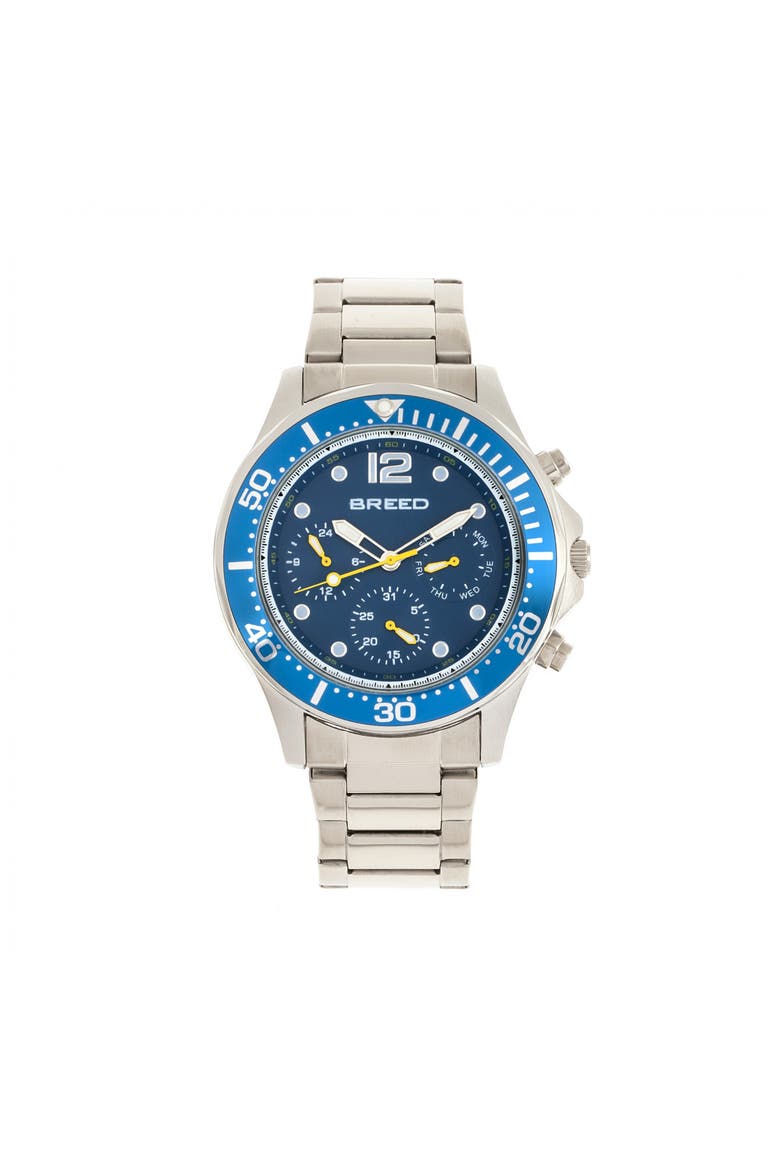 Pegasus Bracelet Watch w/Day/Date, Main, color, Blue/Silver