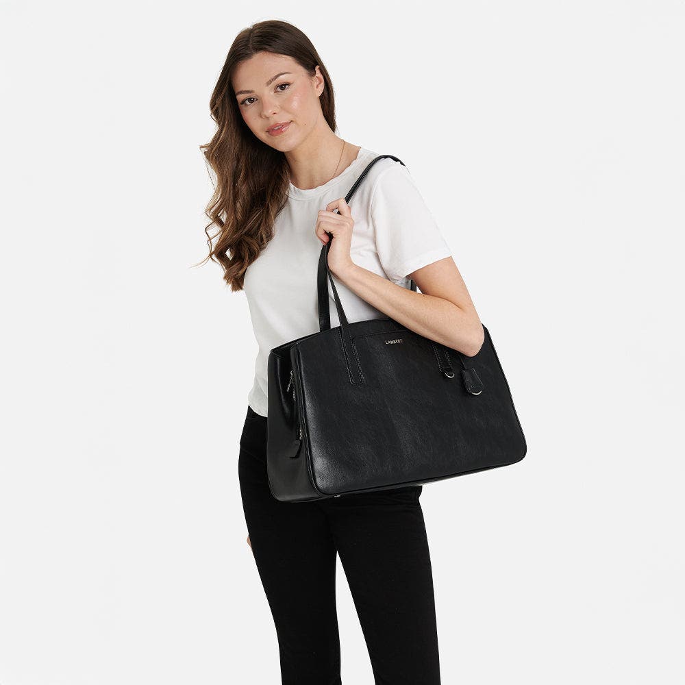 Clothilde - Vegan Suede Tote Bag, Alternate, color, Black