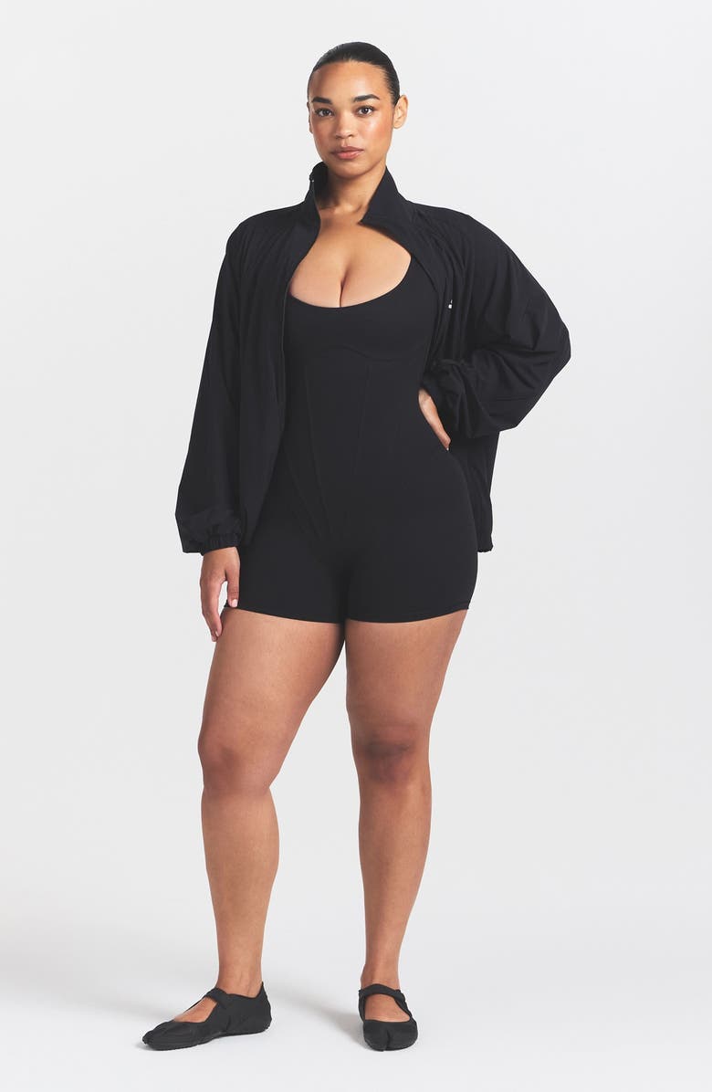 NikeSKIMS Matte Corset Bodysuit, Alternate, color, Nskm Obsidian