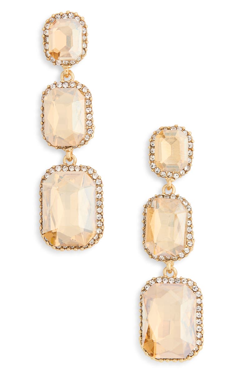 Cara Crystal Link Drop Earrings, Main, color, Champagne
