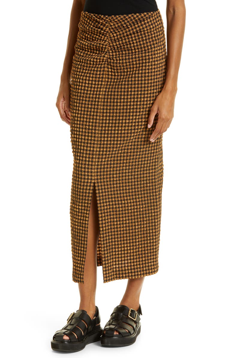 Nanushka Raja Check Seersucker Recycled Polyester Blend Pencil Skirt, Alternate, color,