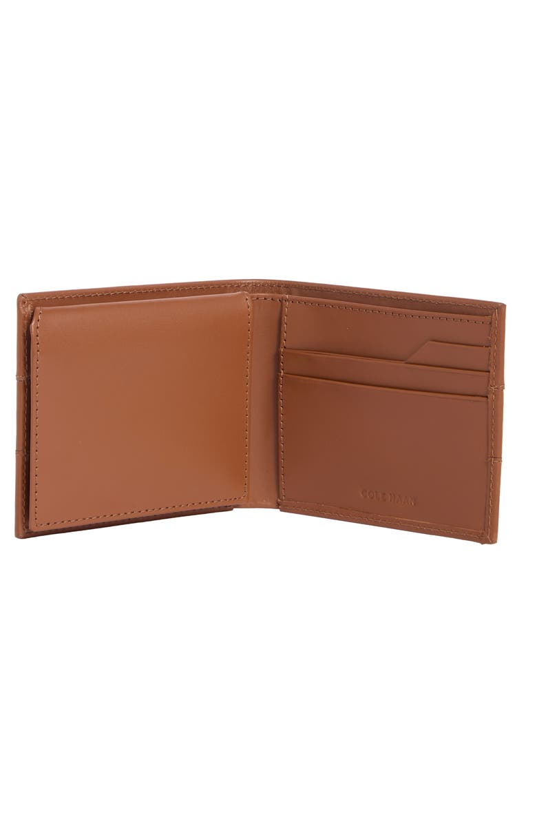 Cole Haan Naomi Brogue Leather Passcase Wallet, Alternate, color, Cognac