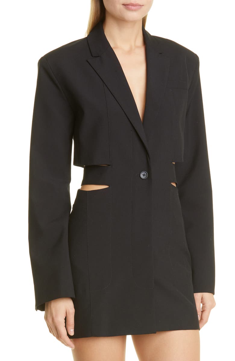 Jacquemus La Robe Bari Long Sleeve Cutout Blazer Minidress, Alternate, color,