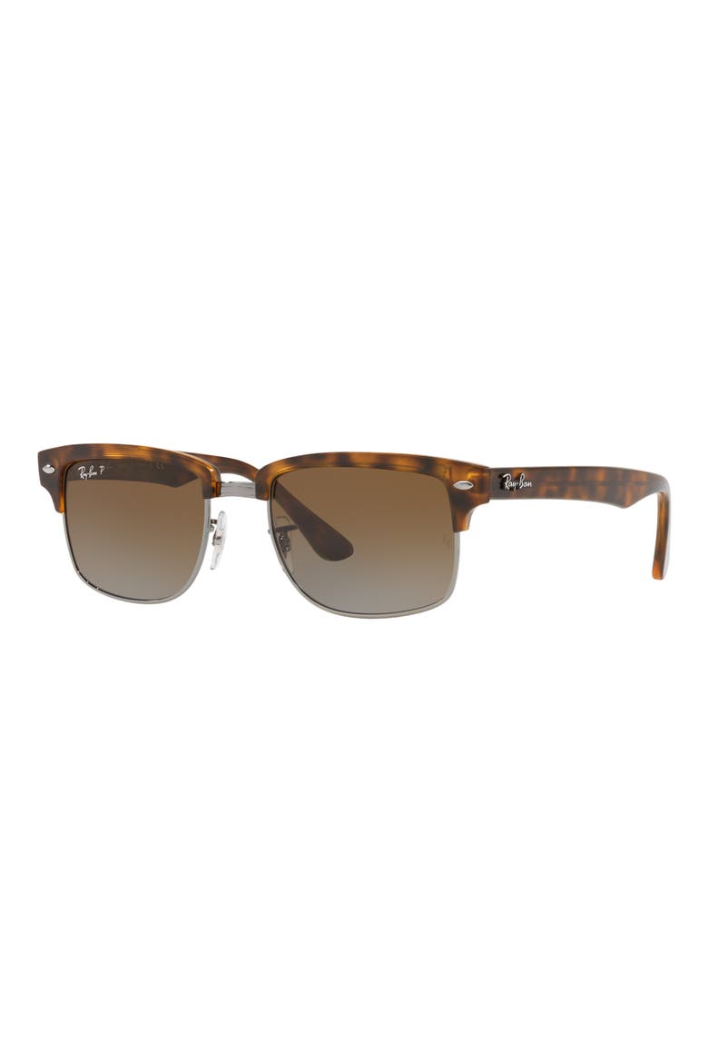 52mm Polarized Square Clubmaster Sunglasses, Alternate, color, HAVANA