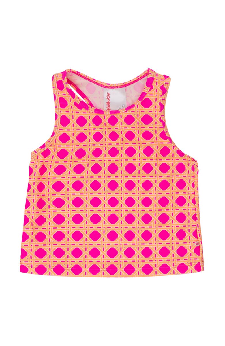 RuffleButts Girls UPF50+ Active Tank Top, Main, color, Neon Sherbet Cane