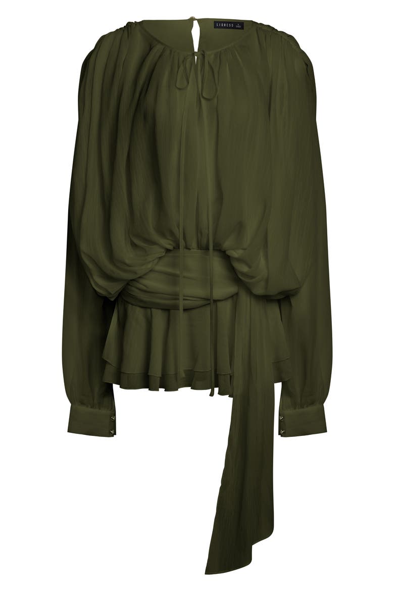 Elements Long Sleeve Chiffon Minidress, Alternate, color, SAFARI