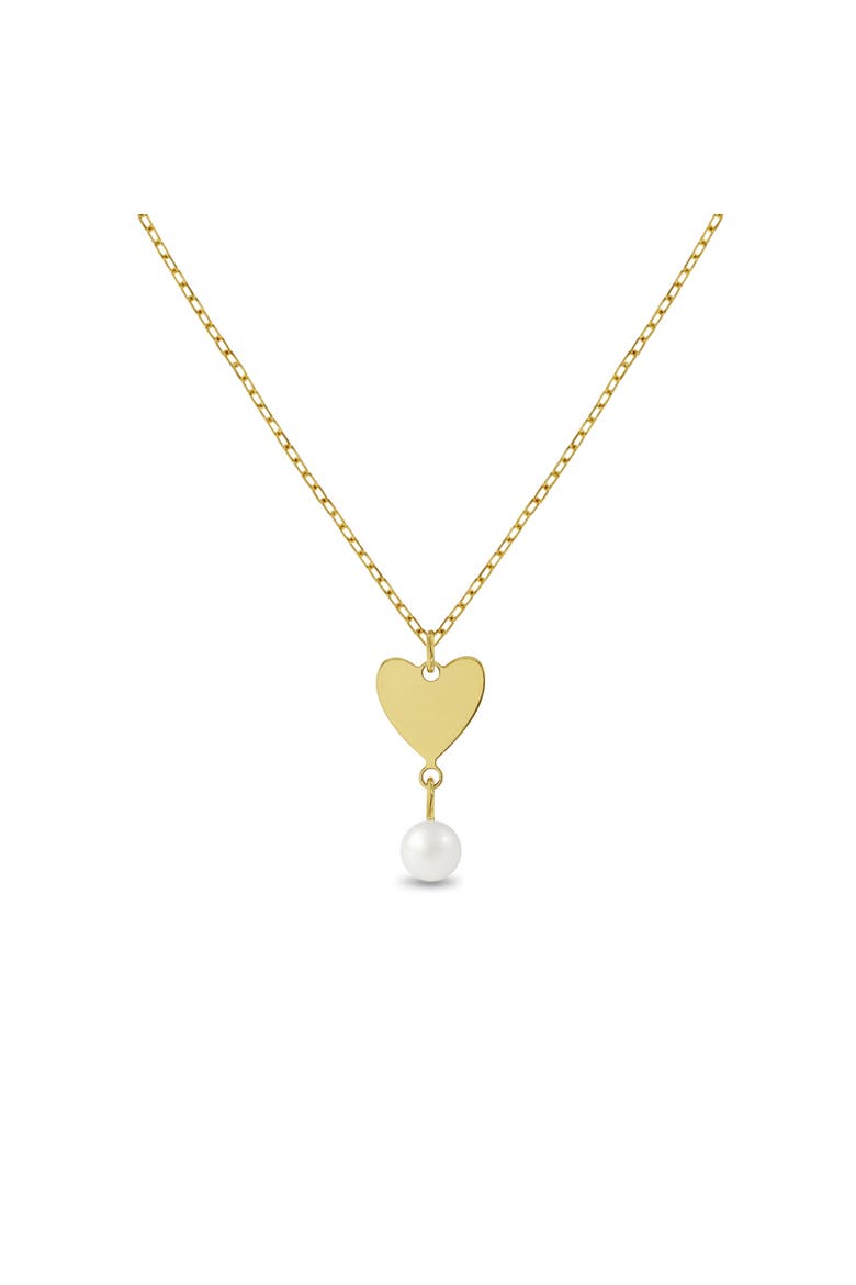 14k Heart Pearl Drop Girls Necklace, Main, color, White