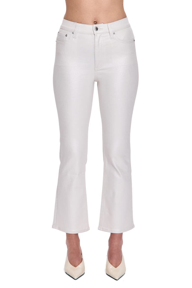 Lennon Coated High Waist Ankle Bootcut Jeans, Main, color, IVORY LUSTER