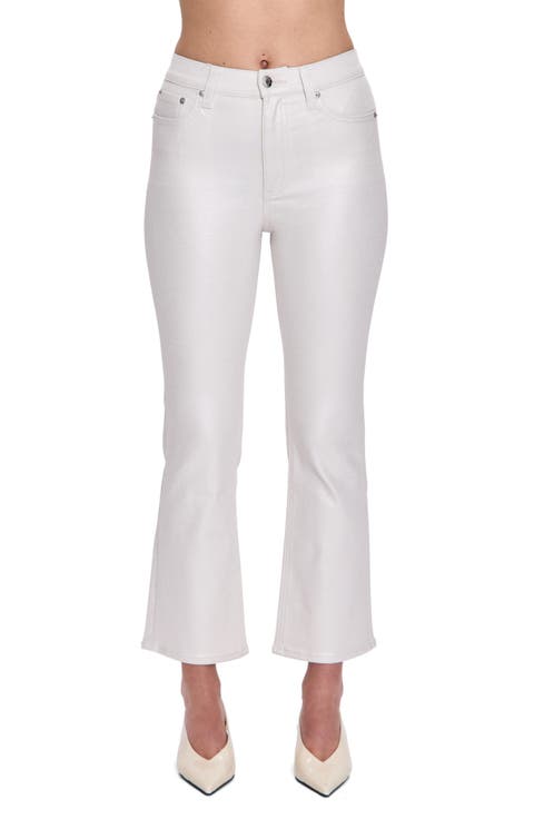 Lennon Coated High Waist Ankle Bootcut Jeans (Ivory Luster)