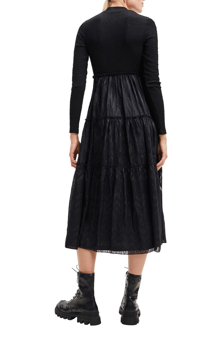 Desigual Misha Metallic Long Sleeve A-Line Dress, Alternate, color, 