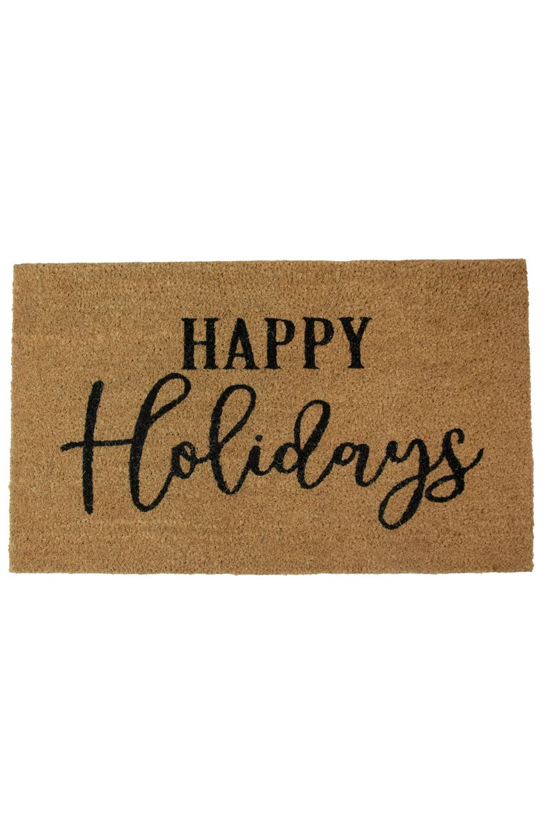 Northlight Natural Coir "Happy Holidays" Christmas Doormat 18" x 30", Main, color, 