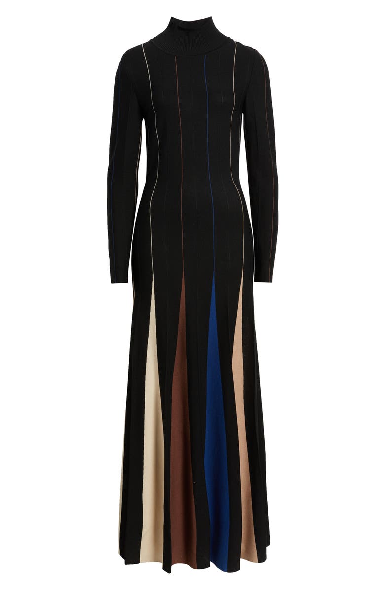 Misook Fit & Flare Long Sleeve Dress, Alternate, color, Black/Truffle/Snd/Biscott/Lazu