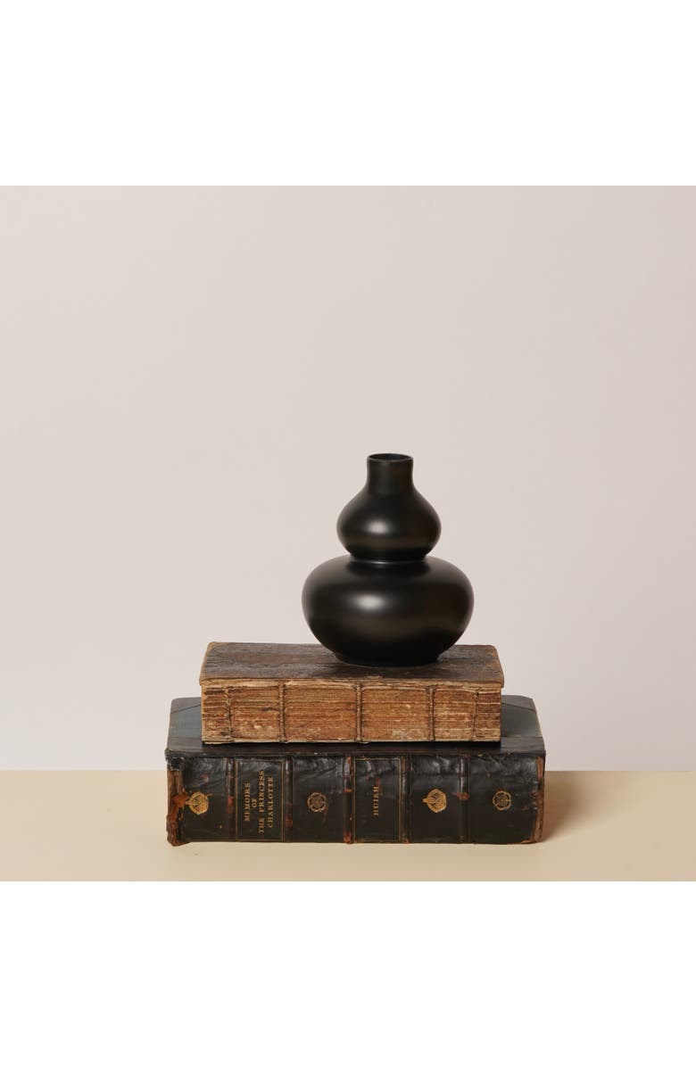 MIDDLE KINGDOM Semi-Matte Porcelain Mini Double Gourd Vase, Main, color, Black