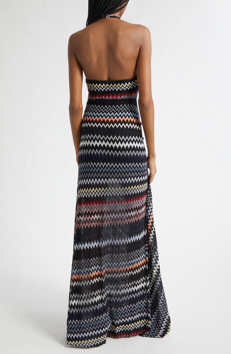 Missoni Chevron Halter Maxi Dress, Alternate, color, Multicolor W Blk Bs