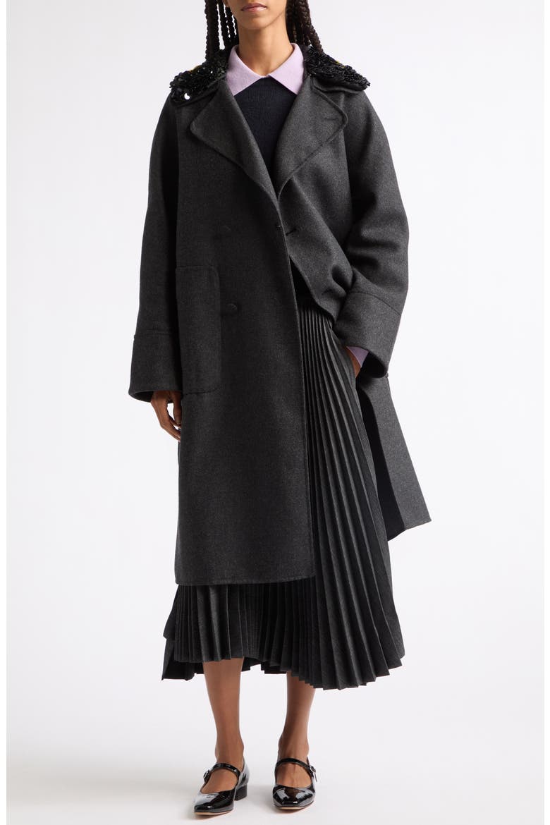 Layered Pleated Midi Skirt, Alternate, color, MELANGE BLACK/ WHITE