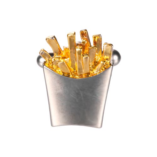 Link Up French Fries Cufflinks In Metallic