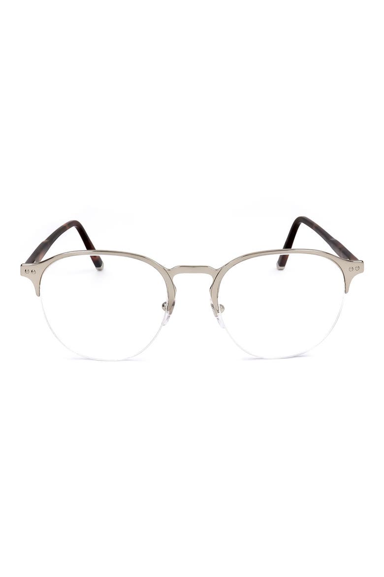 54mm Half Rim Round Optical Glasses, Main, color, SILVER