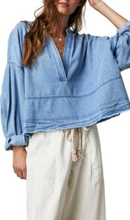 Free People Jude Oversize Boxy Denim Pullover