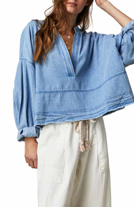 Free People Jude Oversize Boxy Denim Pullover