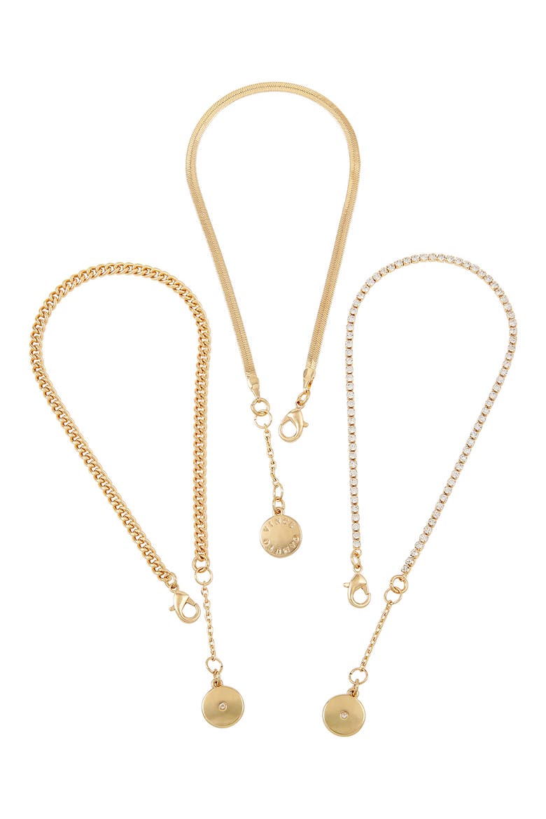 Set of 3 Mixed Chain Anklets, Main, color, GOLD