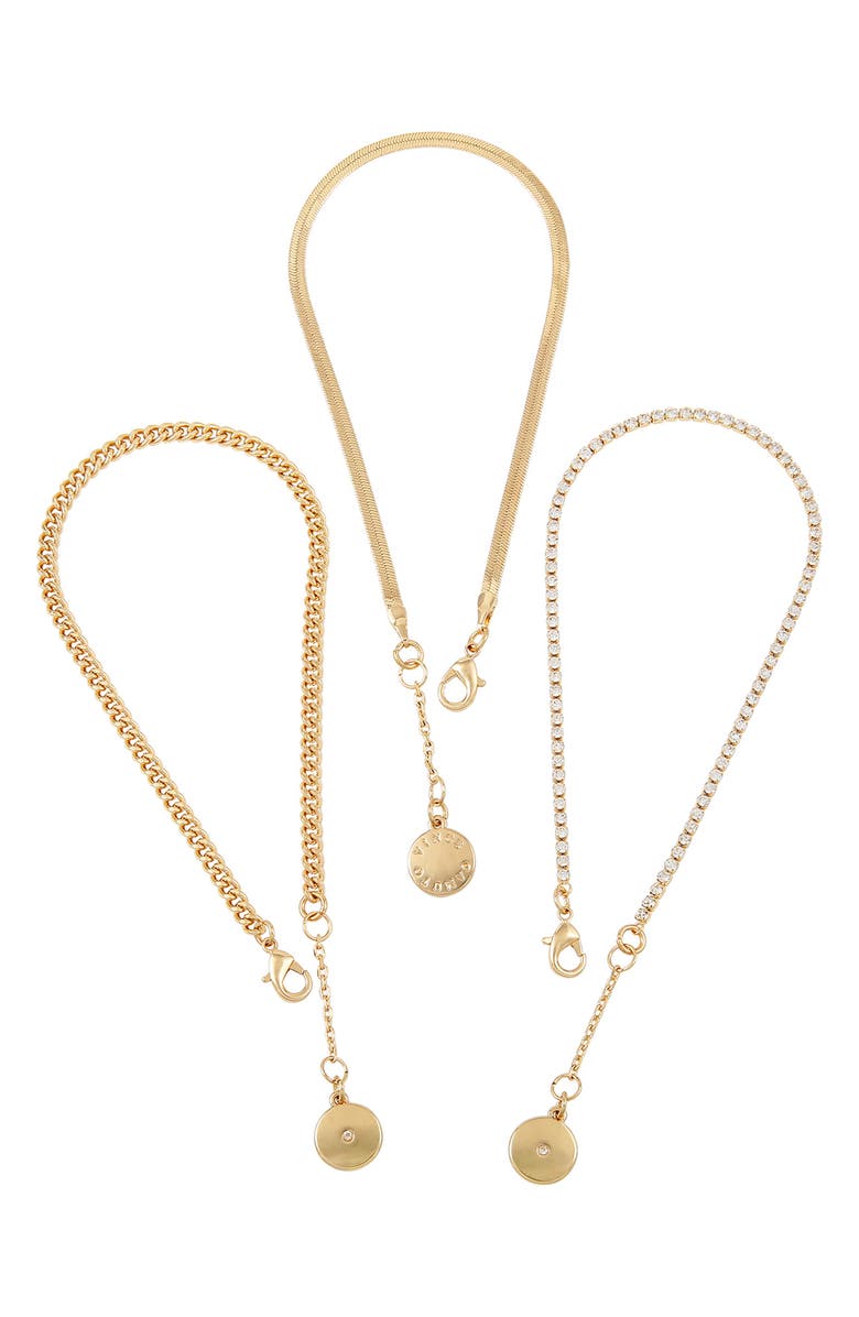 Vince Camuto Set of 3 Mixed Chain Anklets, Main, color, Gold