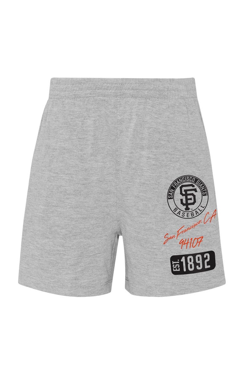 Outerstuff Preschool San Francisco Giants Orange/Heather Gray Groundout Baller Raglan T-Shirt & Shorts Set, Alternate, color, 