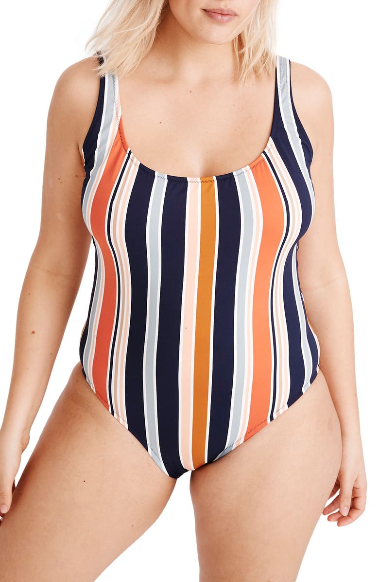 Madewell Second Wave Tank Tie Dye One-Piece Swimsuit, Alternate, color,