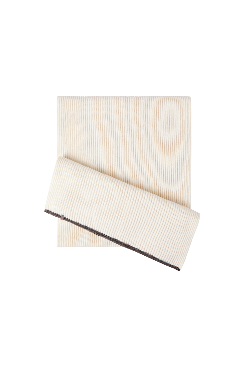 Cashmere English rib knit scarf with monili, Alternate, color, Panama