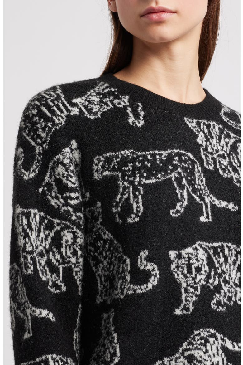 Perci Intarsia Wildcat Crewneck Sweater, Alternate, color, CHARCOAL CATS