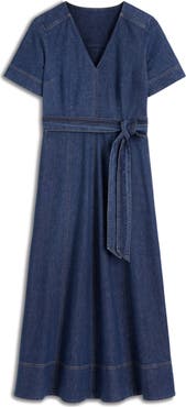 Boden Short Sleeve Denim Midi Dress