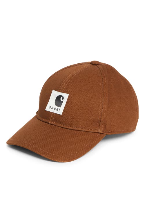 Sacai Carhartt Wip Duck Canvas Baseball Cap In Brown