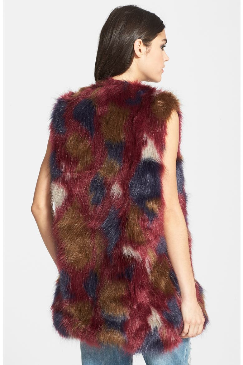 Faux Fur Long Vest, Alternate, color, MULTI