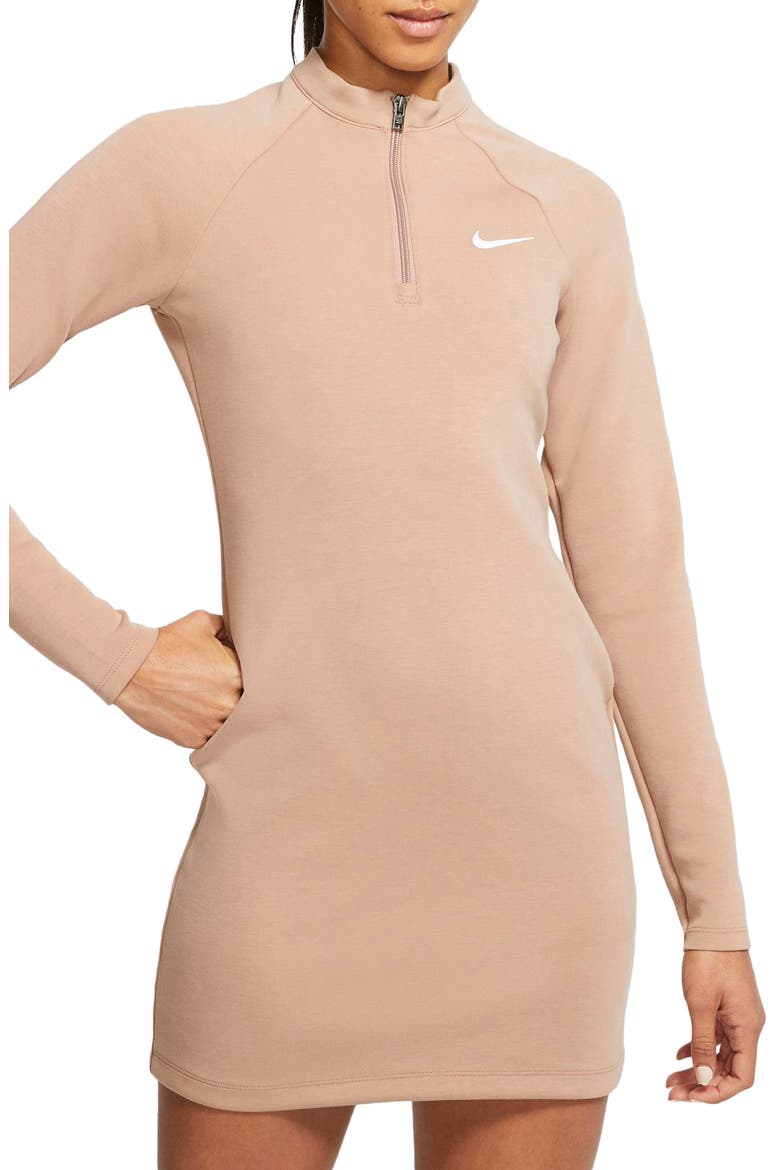 Sportswear Long Sleeve Minidress, Main, color, DESERT DUST/ WHITE