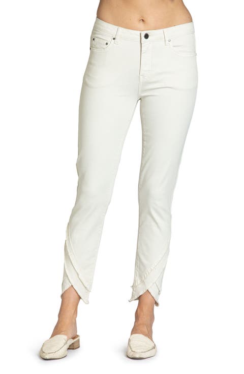 Liberty Asymmetric Fray Hem Skinny Jeans (Natural)