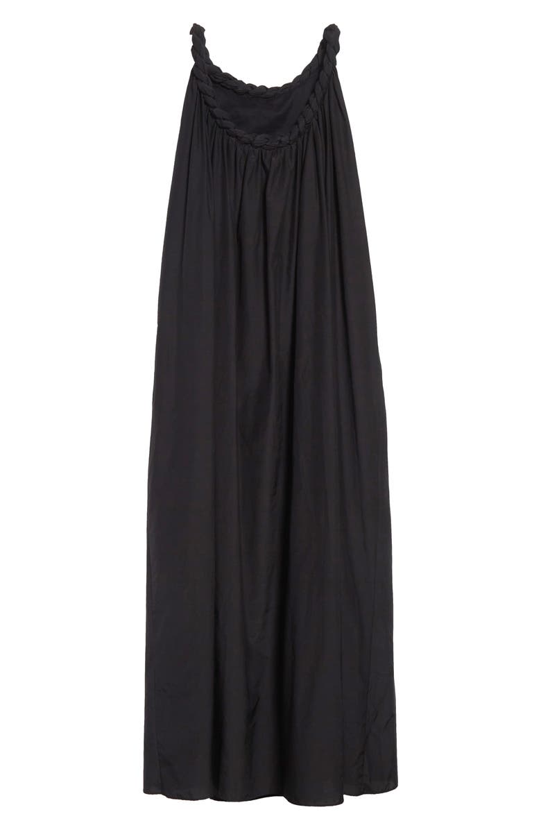 LOULOU DE SAISON Kika Gathered Cotton & Silk Voile Maxi Dress, Alternate, color, Black