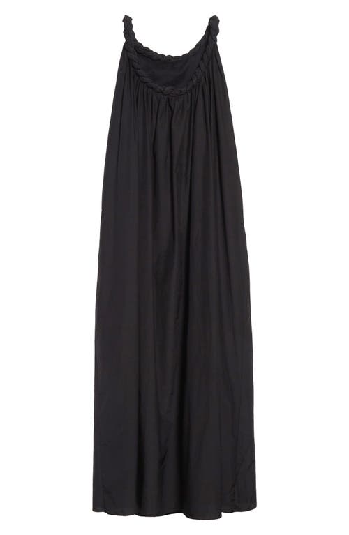 Loulou De Saison Kika Gathered Cotton & Silk Voile Maxi Dress In Black