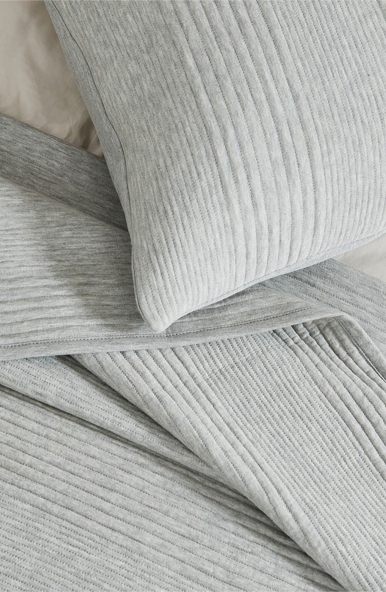 Woven & Weft Channel Stitch Jersey Quilt Set, Alternate, color, Heathered Light Grey