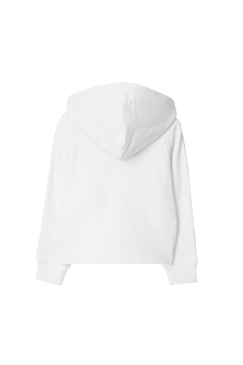 Check Trim Cotton Zip Hoodie, Alternate, color, White