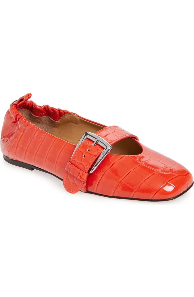 Ganni Mary Jane Ballet Flat, Main, color, Orange
