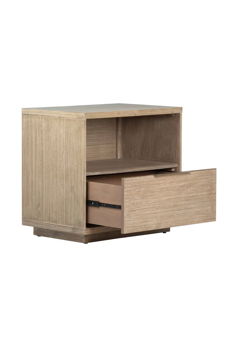 Sorina Solid Acacia Wood Nightstand with Drawer and Open Shelf, Alternate, color, Natural