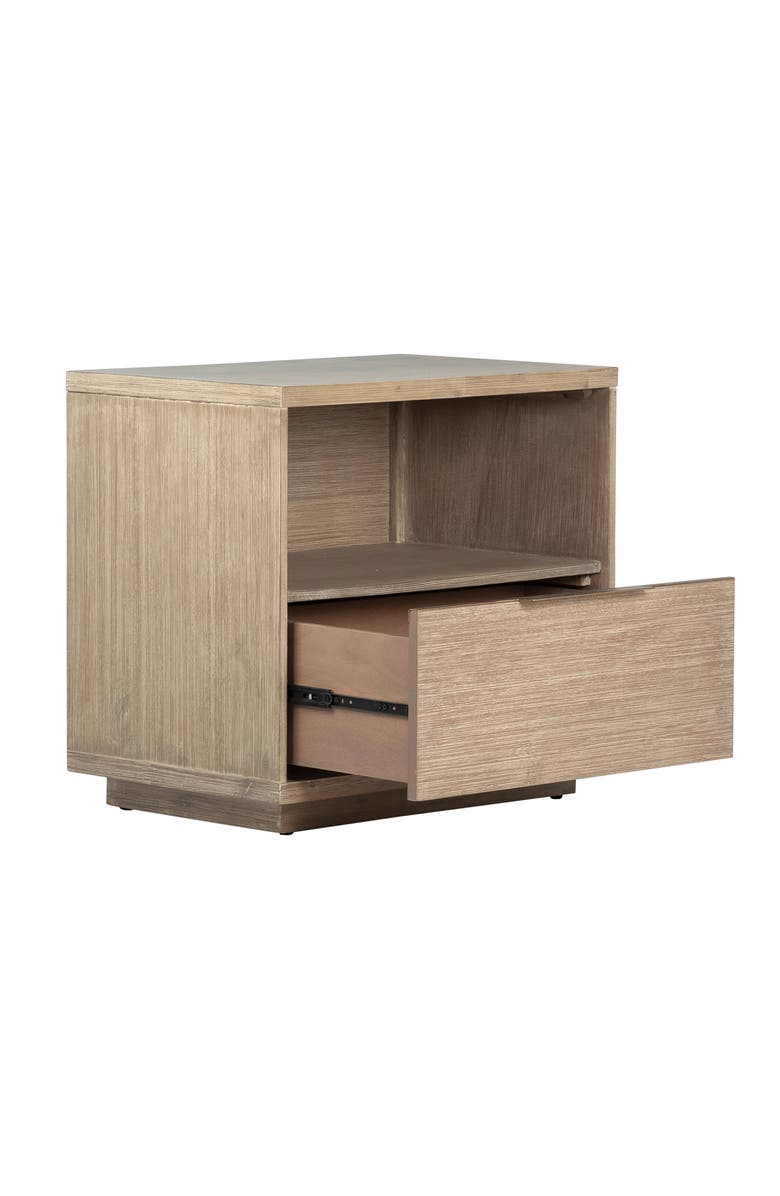 Dovetail Furniture Sorina Solid Acacia Wood Nightstand with Drawer and Open Shelf, Alternate, color, Natural