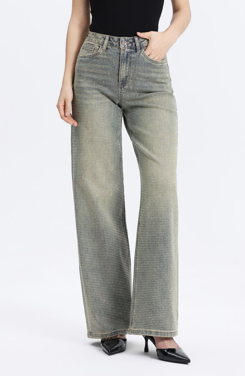 Bayeas Embellished High Waist Wide Leg Jeans, Alternate, color,