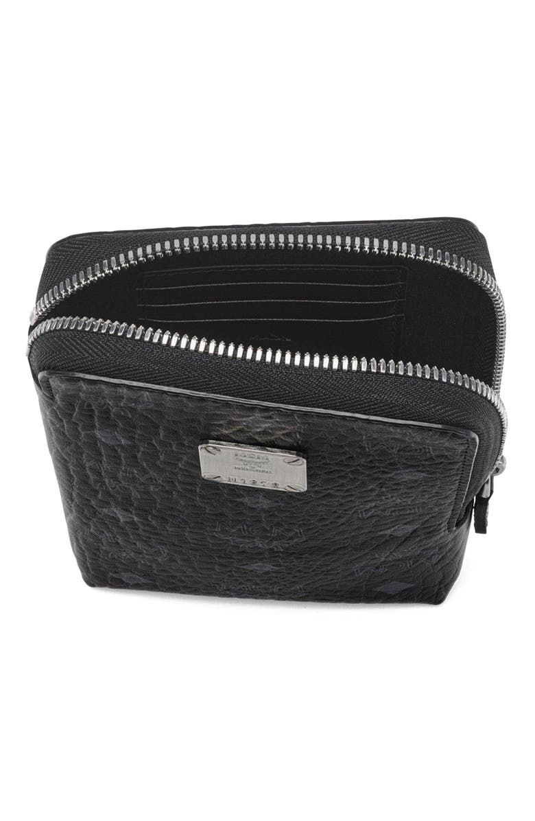 MCM Aren Phone Pouch in Visetos, Alternate, color, Black