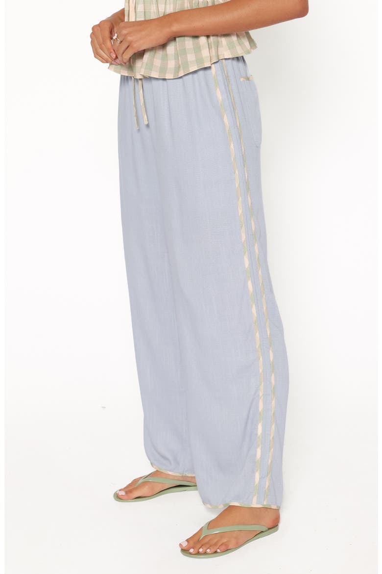Venda Contrast Trim Wide Leg Pants, Alternate, color, LIGHT BLUE LINEN