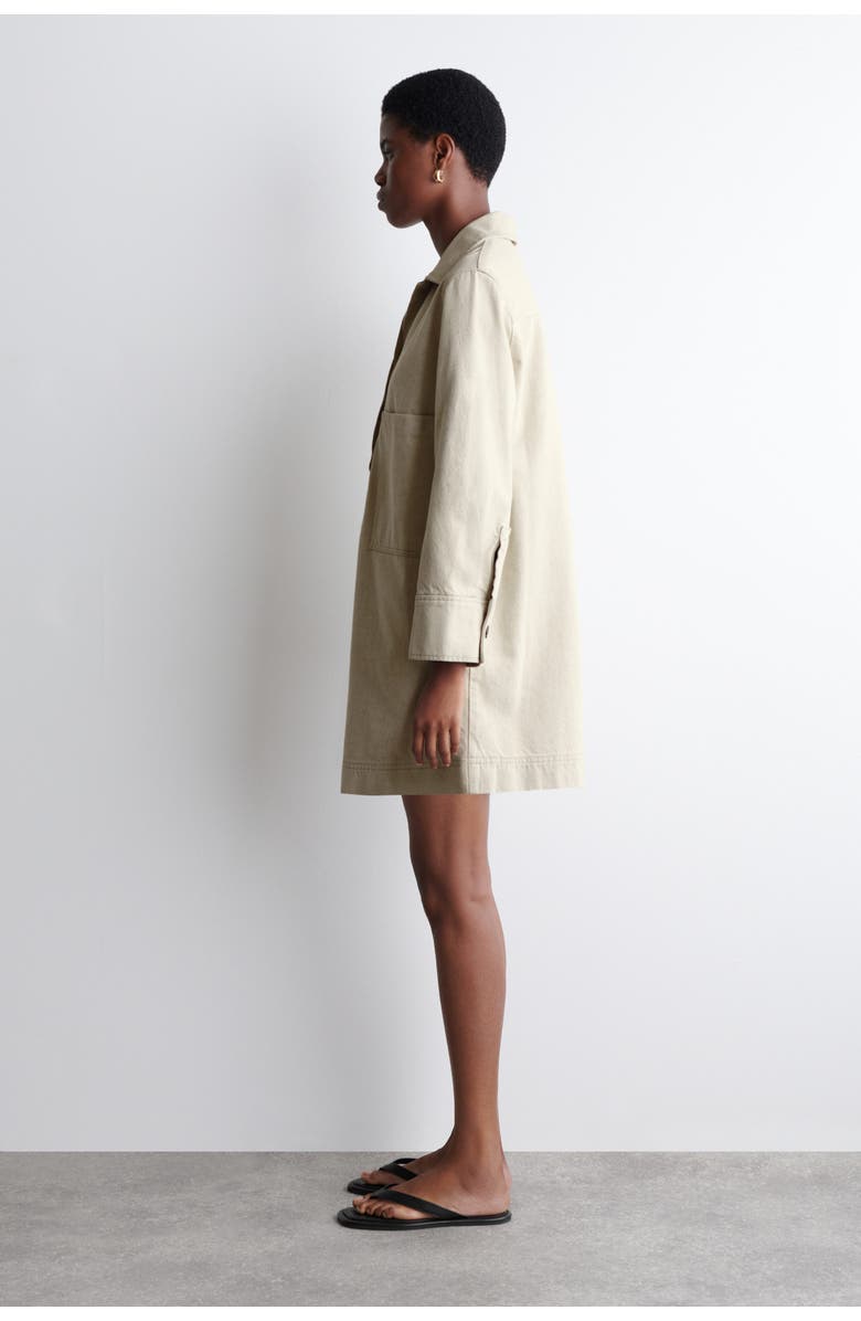 COS Open-Collar Denim Shirt Dress, Alternate, color, Beige