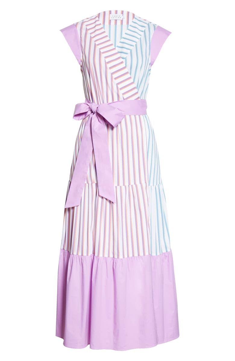 Tanya Taylor Jasmine Tie Waist Stripe Maxi Dress, Alternate, color,