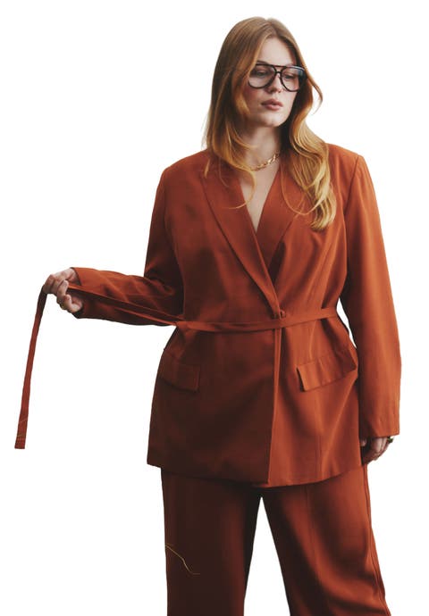 Tie Waist Soft Suiting Blazer (Plus)