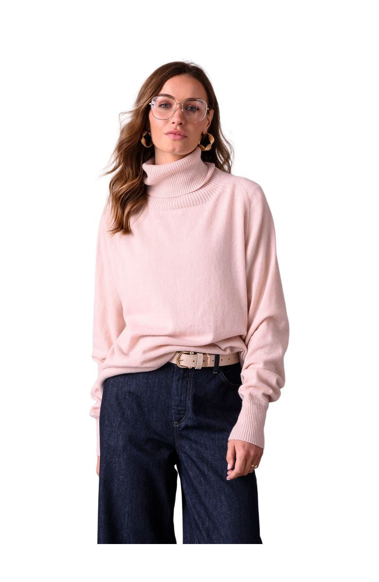 Celtic & Co. Geelong Wool Slouch Turtleneck Sweater, Main, color, Peony