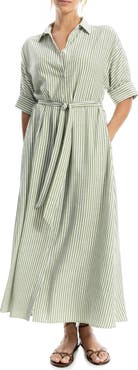 MAX STUDIO Stripe Short Sleeve Maxi Shirtdress