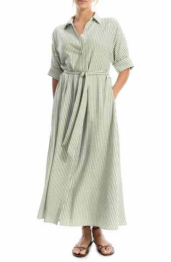 MAX STUDIO Stripe Short Sleeve Maxi Shirtdress